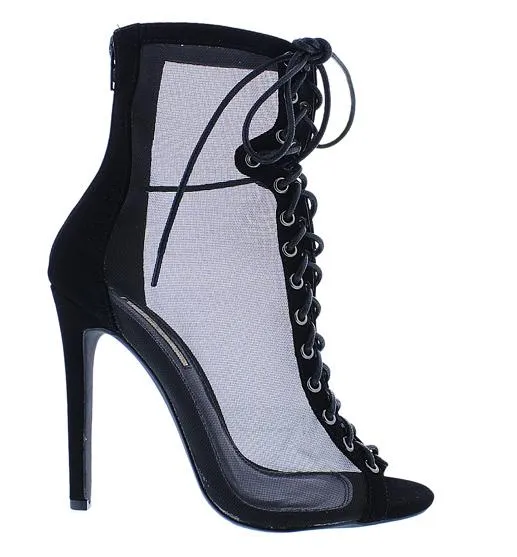 MARLO BLACK MESH BOOTIE