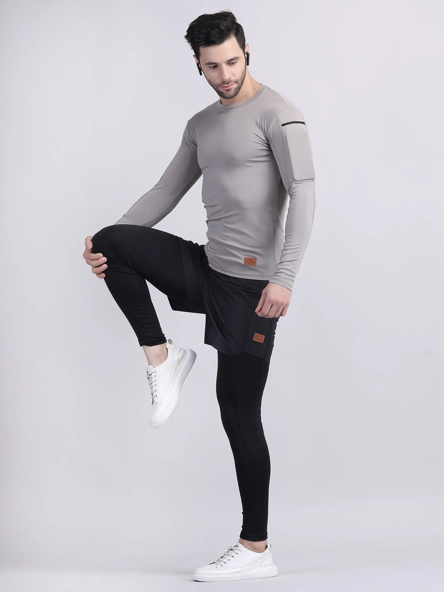 Men compression tights upper with Phone Holder