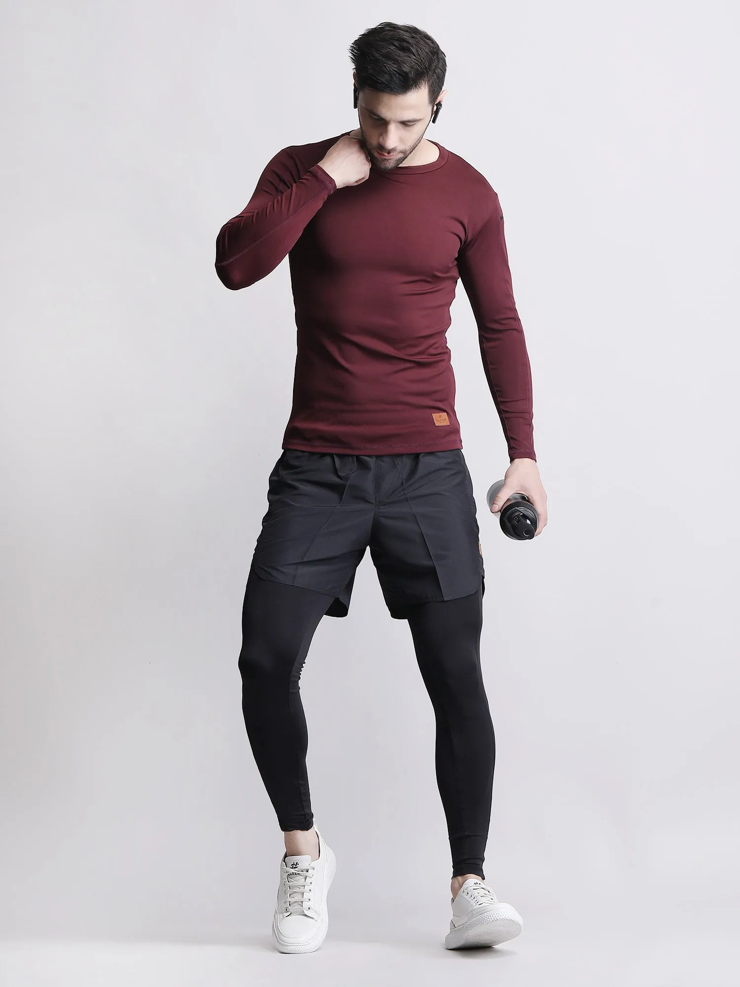 Men compression tights upper with Phone Holder