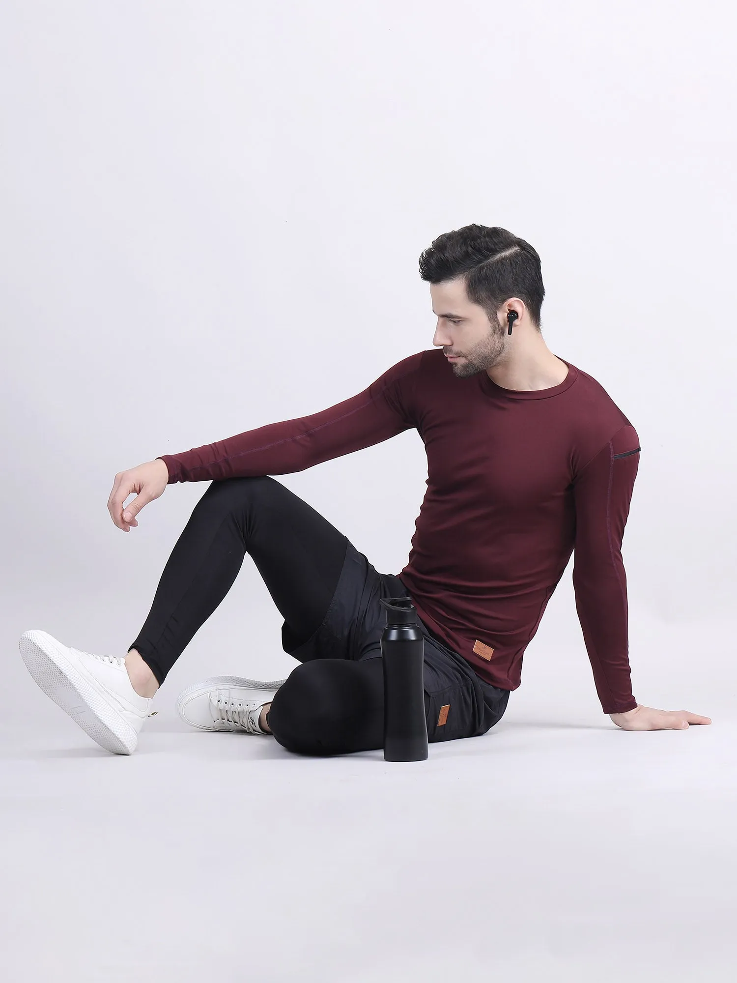 Men compression tights upper with Phone Holder