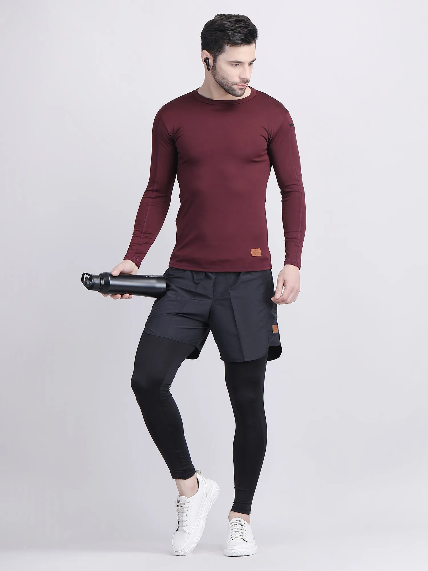 Men compression tights upper with Phone Holder