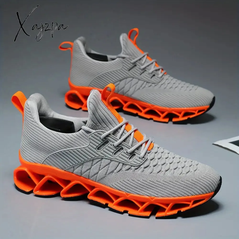 Mens Fashionable Woven Knit Running Shoes - Superbly Breathable, Streamlined Blade Style - Ultra-Comfort, Non-Slip, Shock-Absorbing Sneakers for Mens Outdoor Adventures