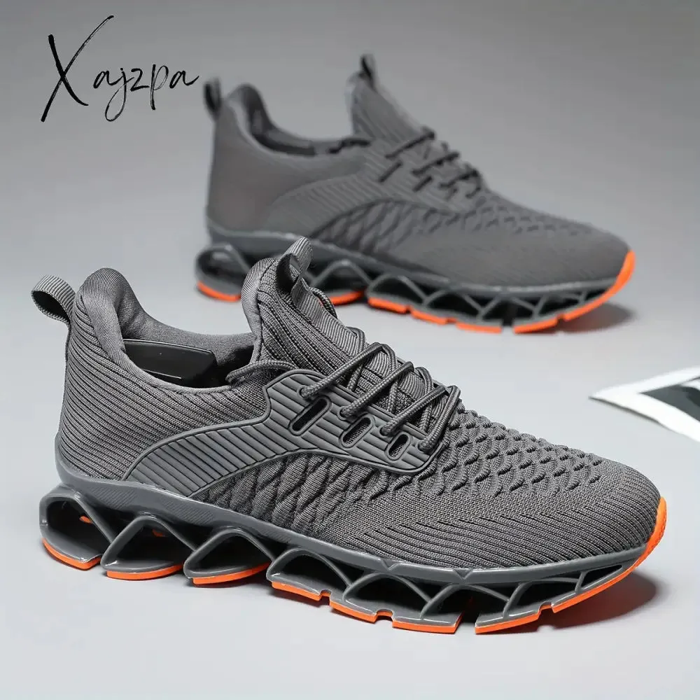 Mens Fashionable Woven Knit Running Shoes - Superbly Breathable, Streamlined Blade Style - Ultra-Comfort, Non-Slip, Shock-Absorbing Sneakers for Mens Outdoor Adventures