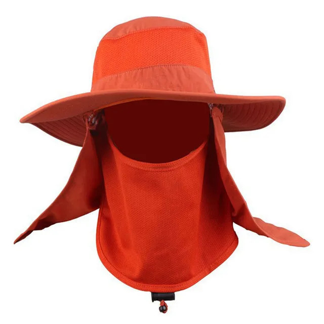 Mens Fishing Hat Round Edges Cap Camping Hat Sun UV Protection Summer Bucket Cap with Neck Face Curtain Breathable Visors