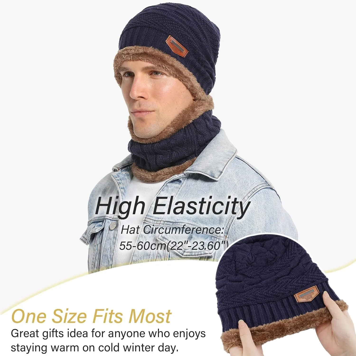 Mens Womens Winter Beanie Hat Scarf Set 2 Sets