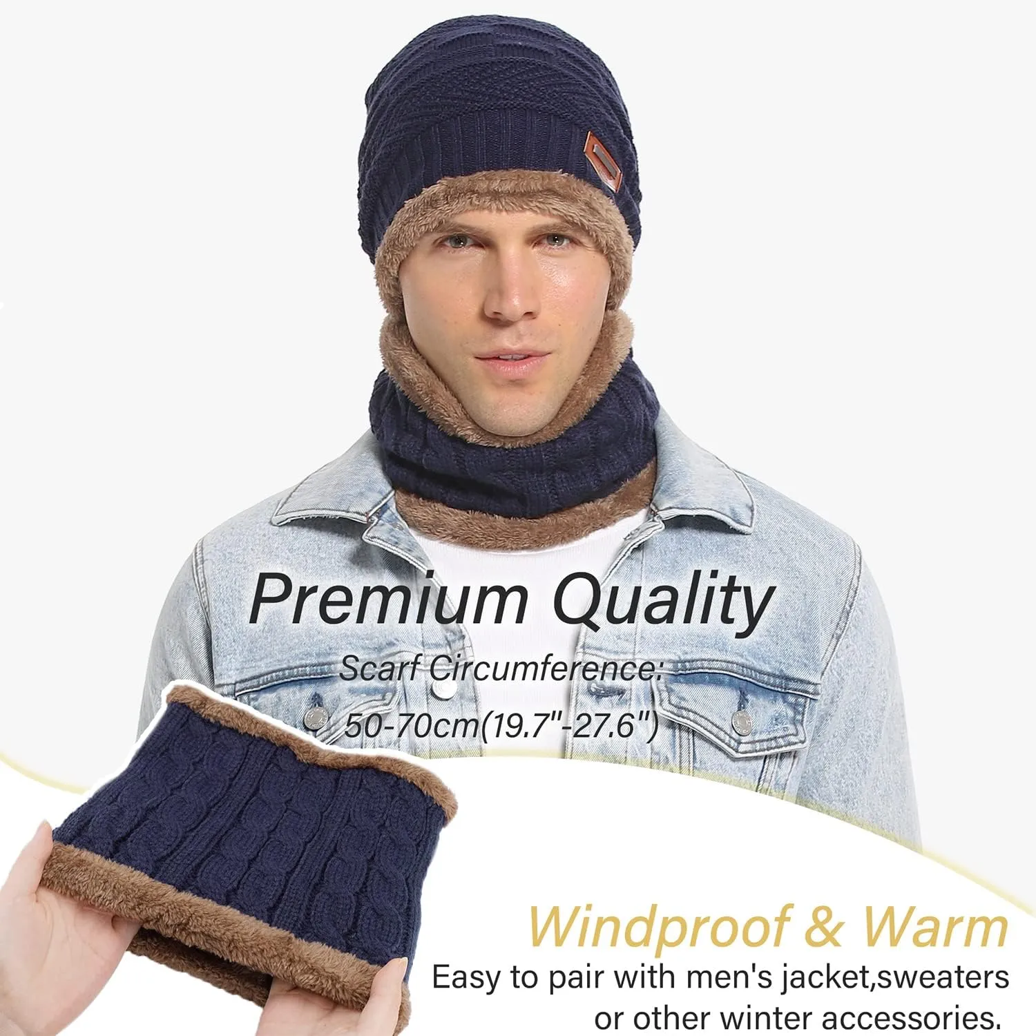 Mens Womens Winter Beanie Hat Scarf Set 2 Sets