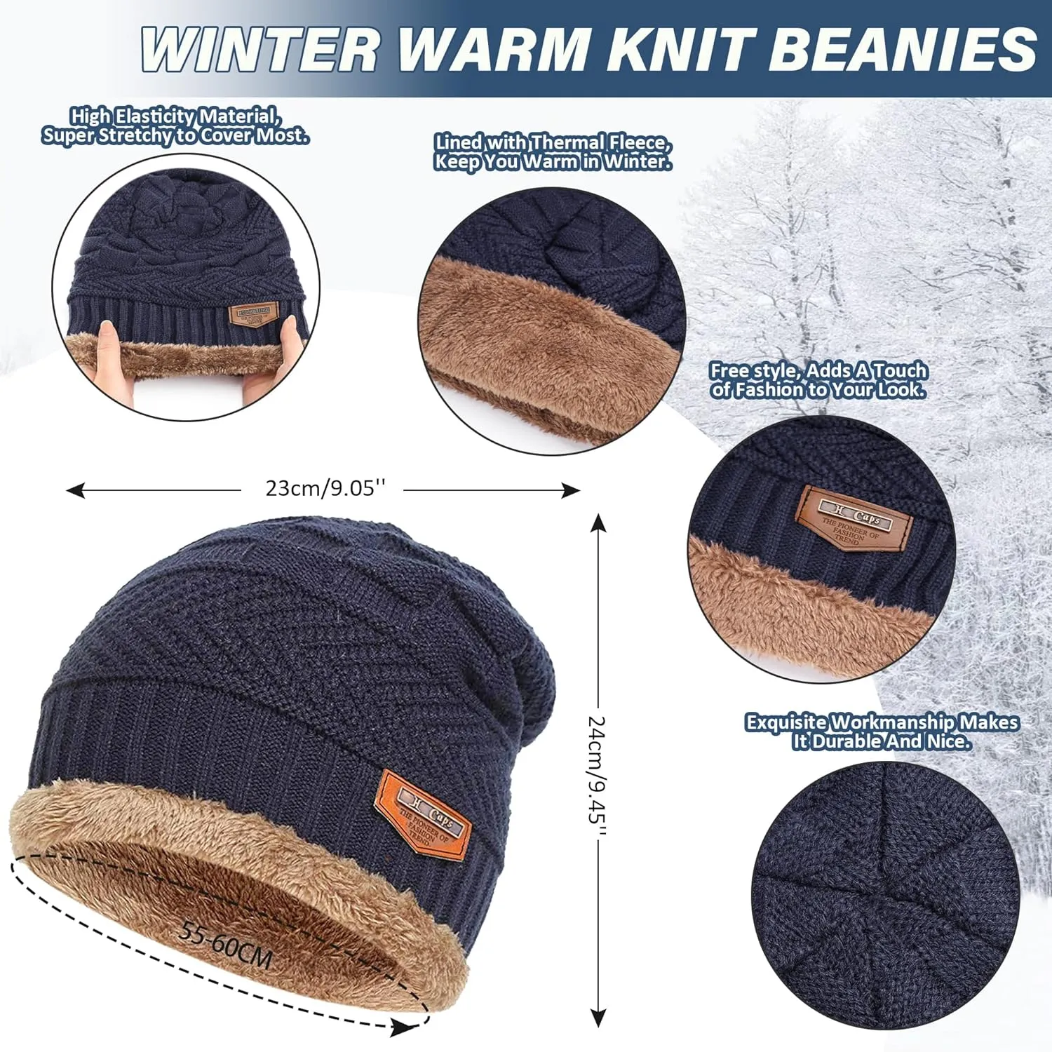 Mens Womens Winter Beanie Hat Scarf Set 2 Sets