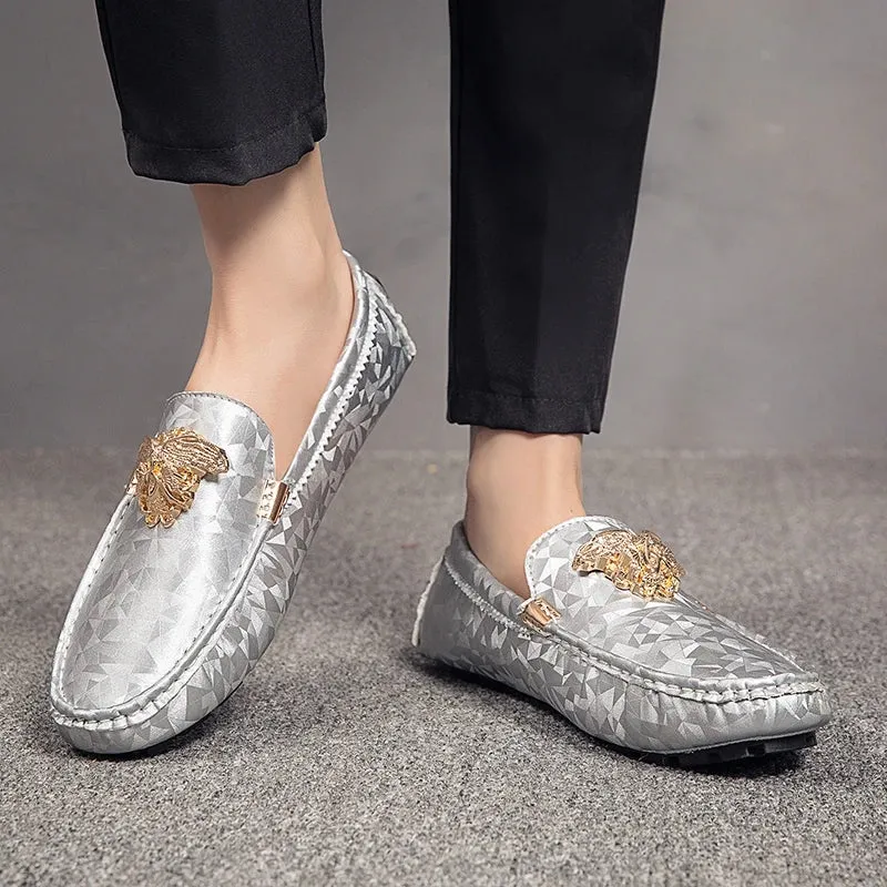 Moccasins Retro Geometric Appliques Loafers