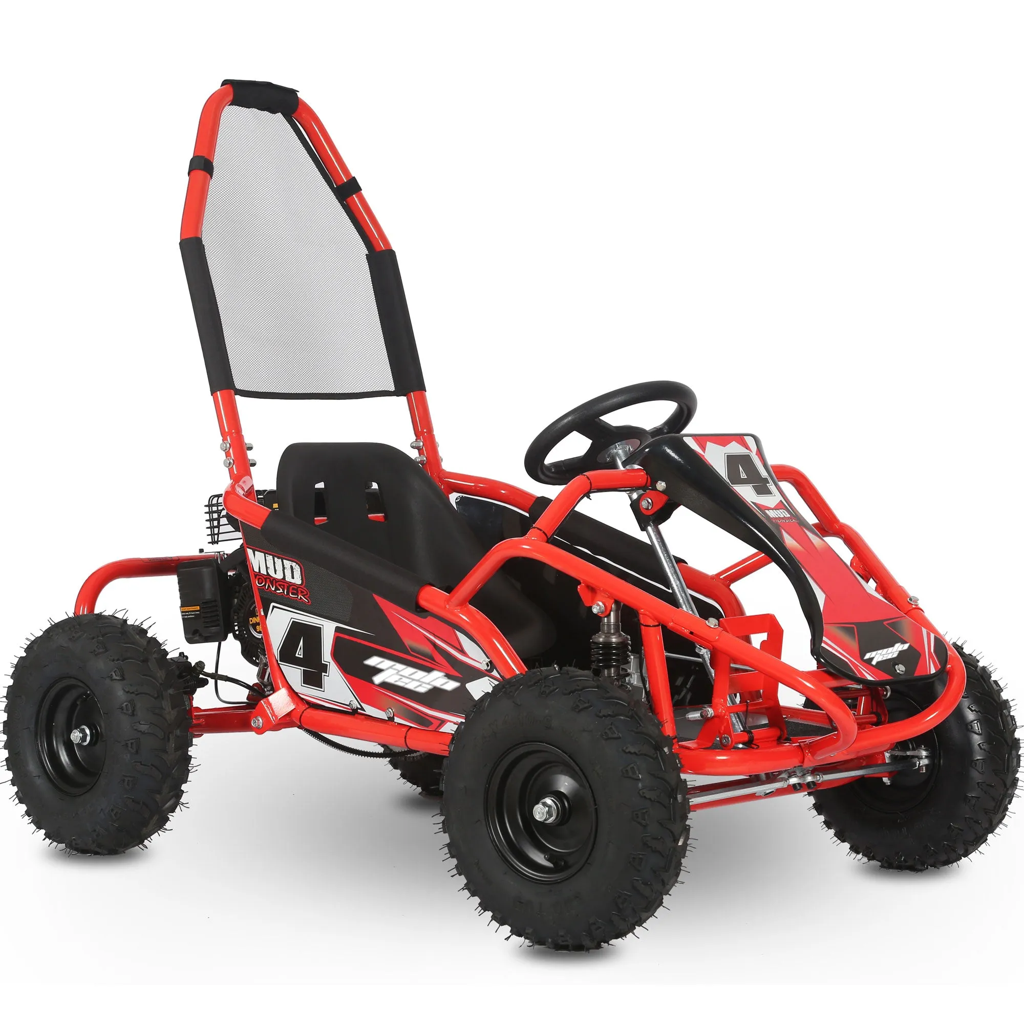 MotoTec Mud Monster 98cc Go Kart Full Suspension Red, 54x33x21