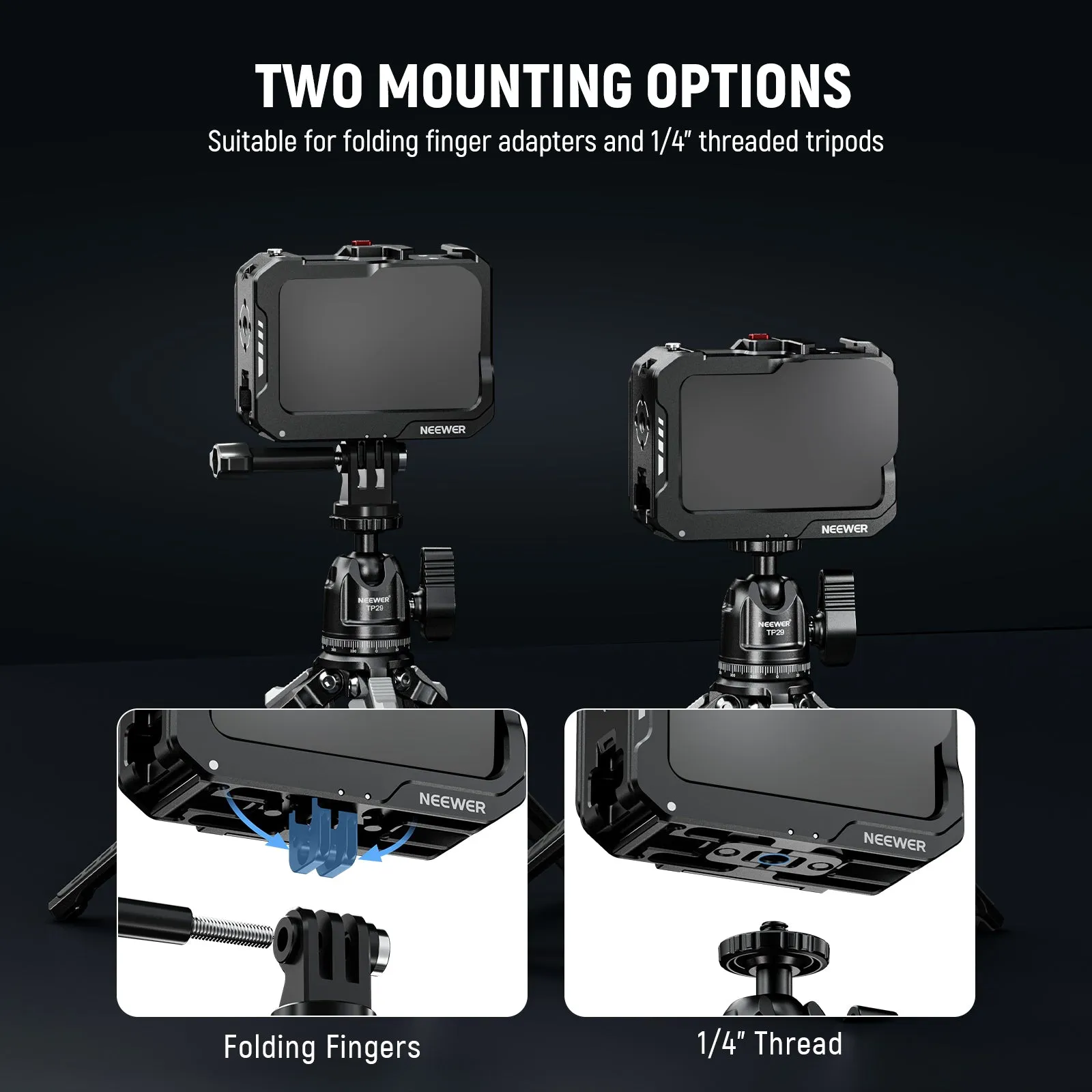 NEEWER AC008 Metal Video Rig Cage Compatible with GoPro Hero 12 11 10 9