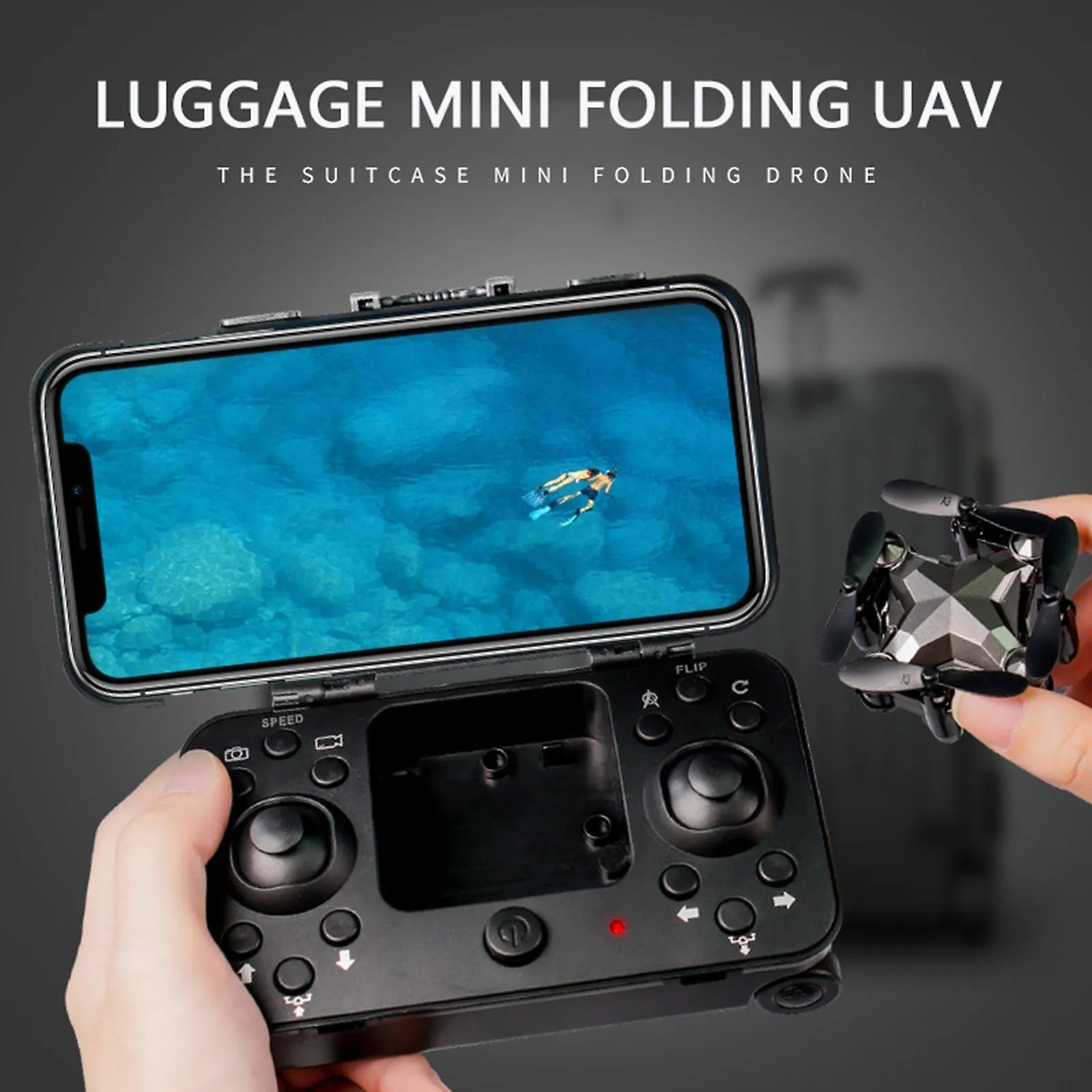 New Luggage Storage Box Folding Mini UAV Axis Children's Toys Drone | Brodtica.com