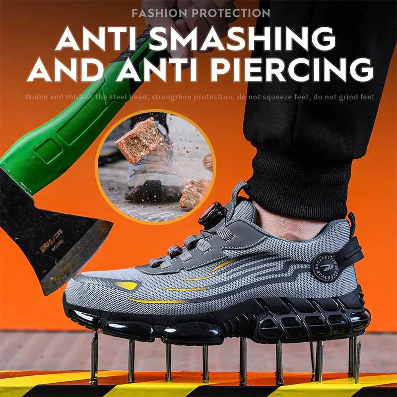 New Rotating Button Safety Shoes Anti-smash Anti-puncture Work Shoes