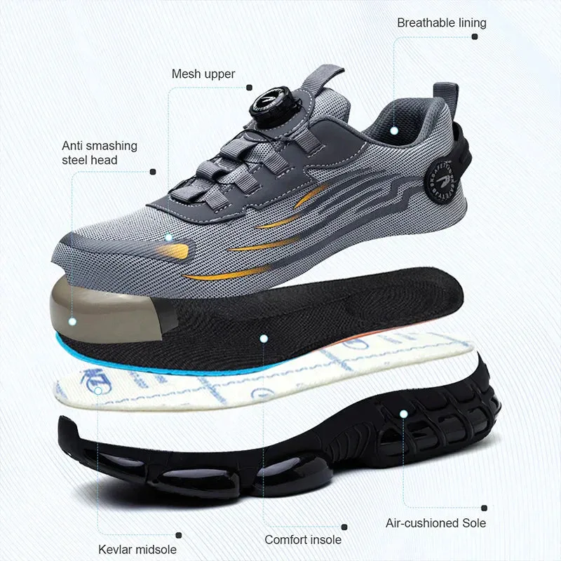 New Rotating Button Safety Shoes Anti-smash Anti-puncture Work Shoes