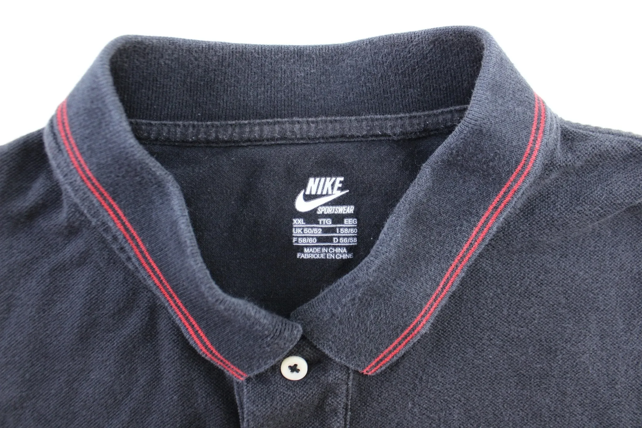 Nike Sneaker Embroidered Logo Black Button Up Polo