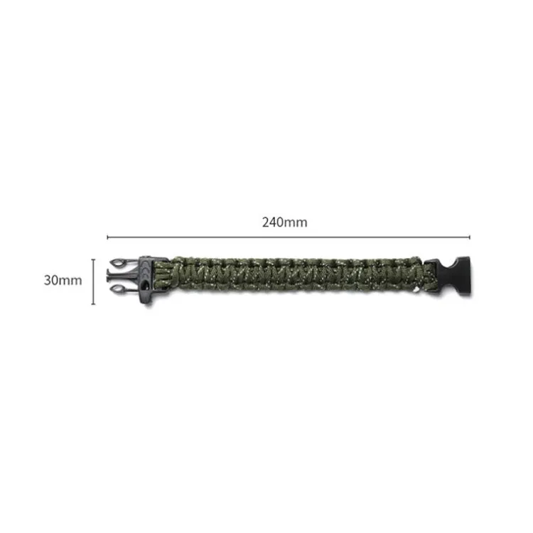 Nine-Core Reflective Umbrella Rope Woven Bracelet Survival Whistle Emergency Umbrella Rope Wristband(Army Green)