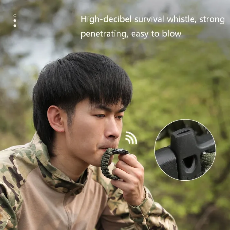 Nine-Core Reflective Umbrella Rope Woven Bracelet Survival Whistle Emergency Umbrella Rope Wristband(Army Green)