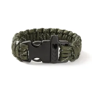 Nine-Core Reflective Umbrella Rope Woven Bracelet Survival Whistle Emergency Umbrella Rope Wristband(Army Green)