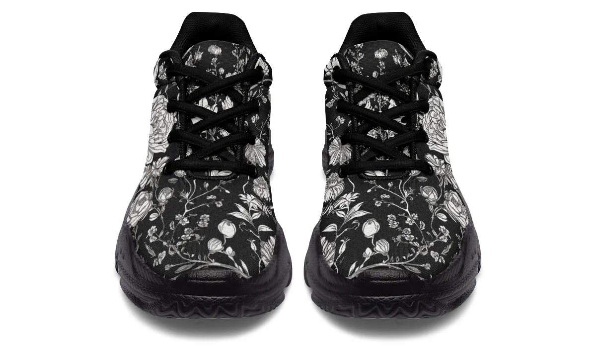 Noir Bouquet Chunky Sneakers - Light Breathable and Comfortable Sports Shoes with Platform Soles