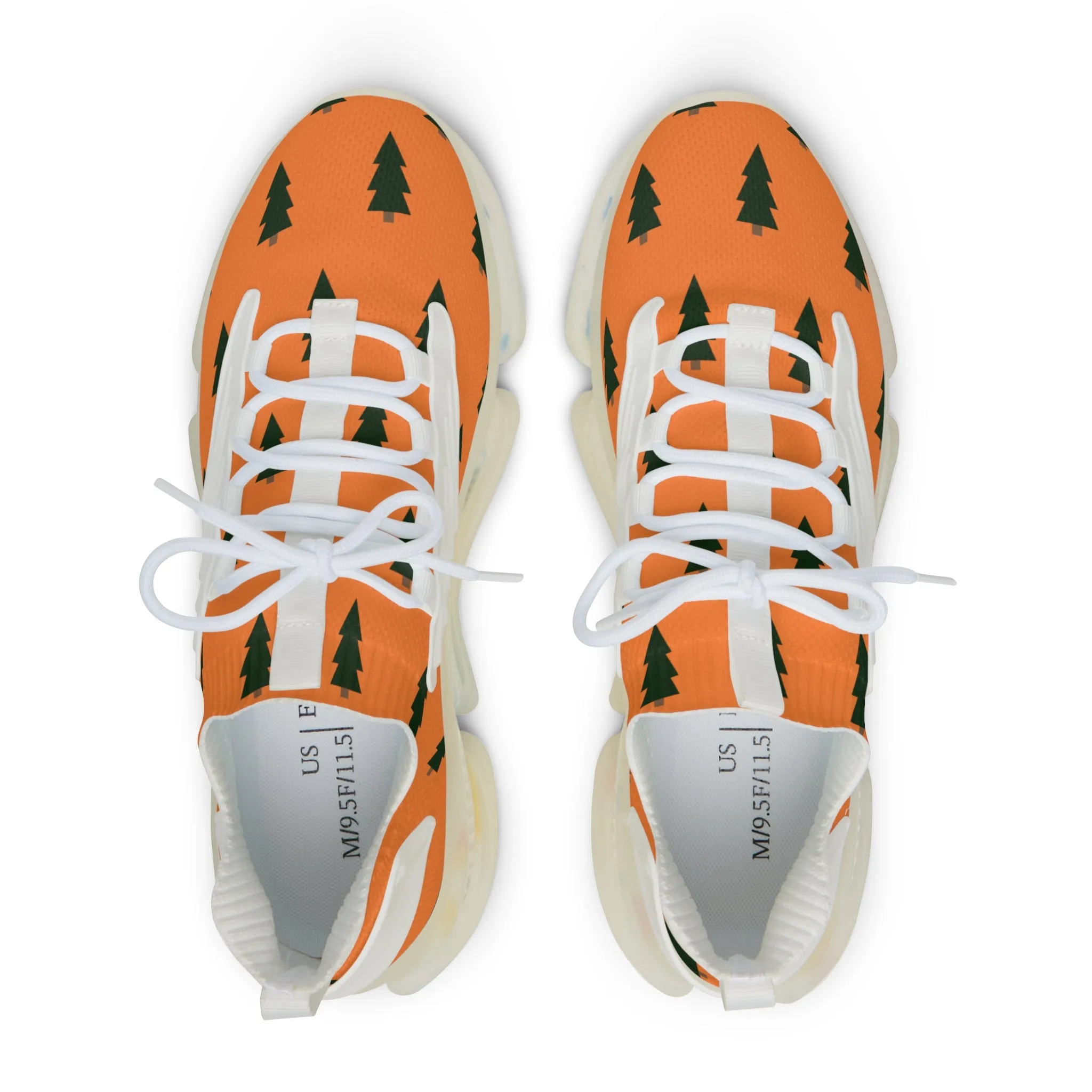 Orange Green Pine Men's Shoes, Christmas Trees Best Comfy Men's Mesh Sports Sneakers