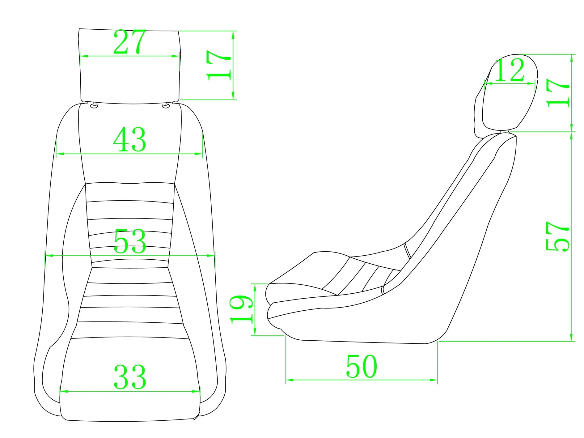 Pair BB1 RS Classic Sports Bucket Seats with Headrests & Runners