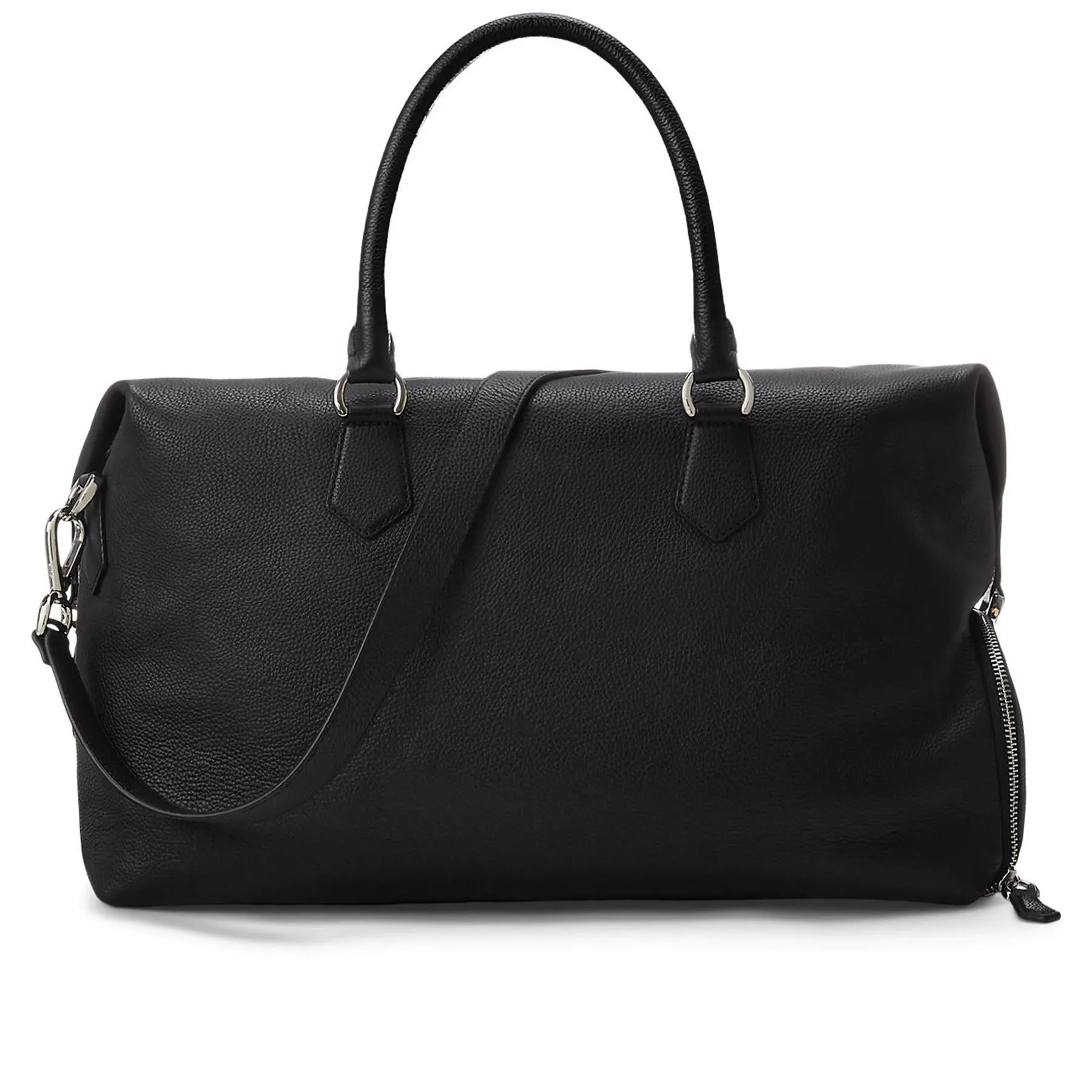 Pebble Leather Duffle Bag Black - SS24