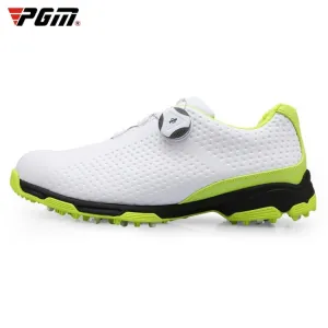 PGM Golf Breathable Rotating Buckle Sneakers Outdoor Sport Shoes for Men(Color:White Green Size:40)