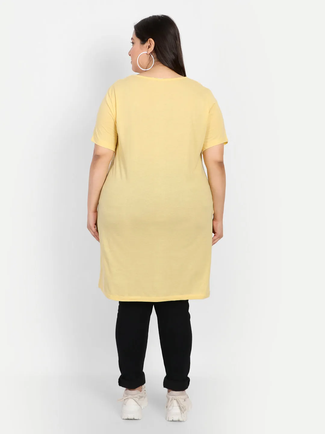 Plus Size Long T-shirts For Women - Half Sleeve - Pack of 2 (Lemon & Wine)