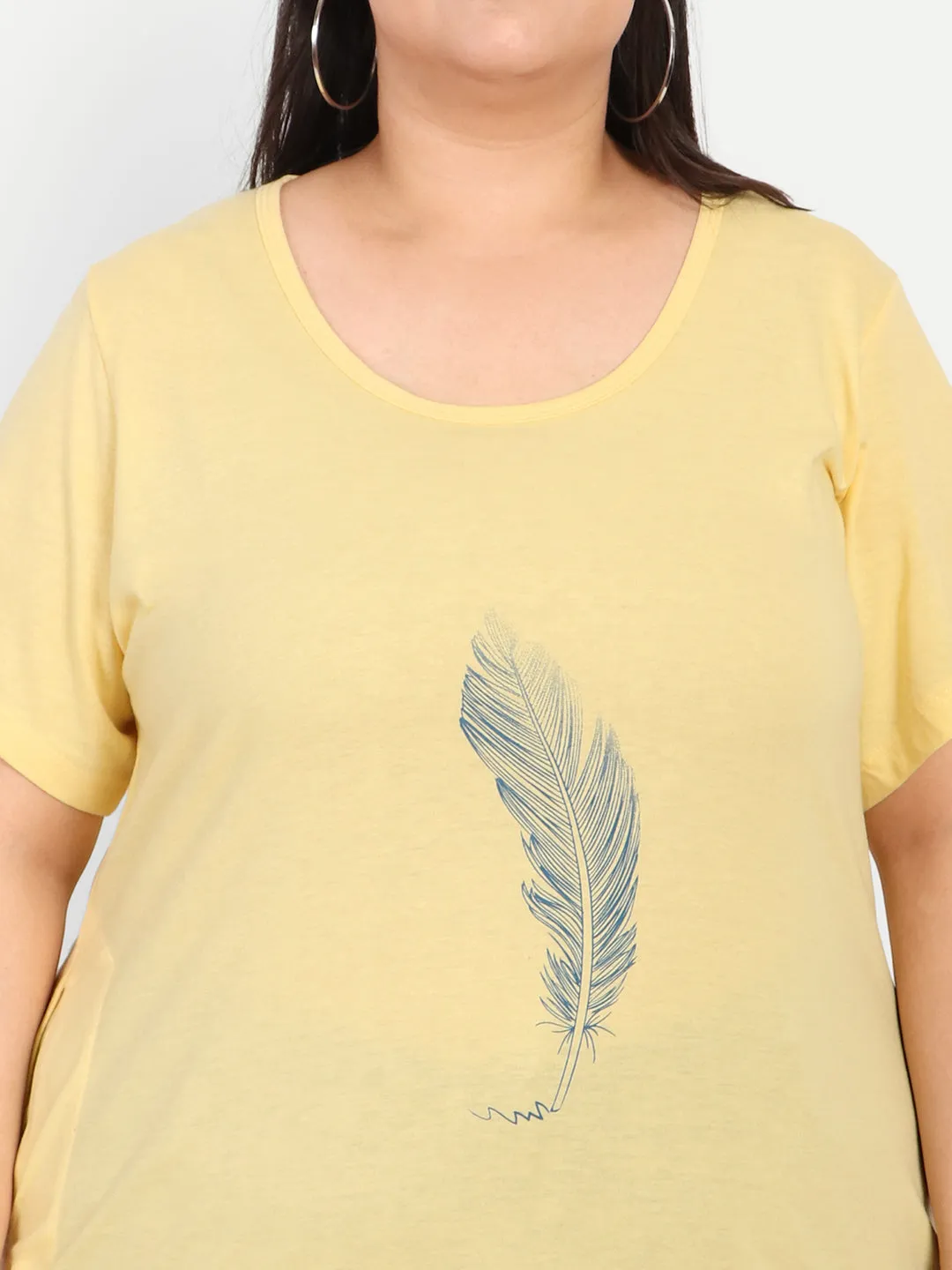 Plus Size Long T-shirts For Women - Half Sleeve - Pack of 2 (Lemon &Lavender)