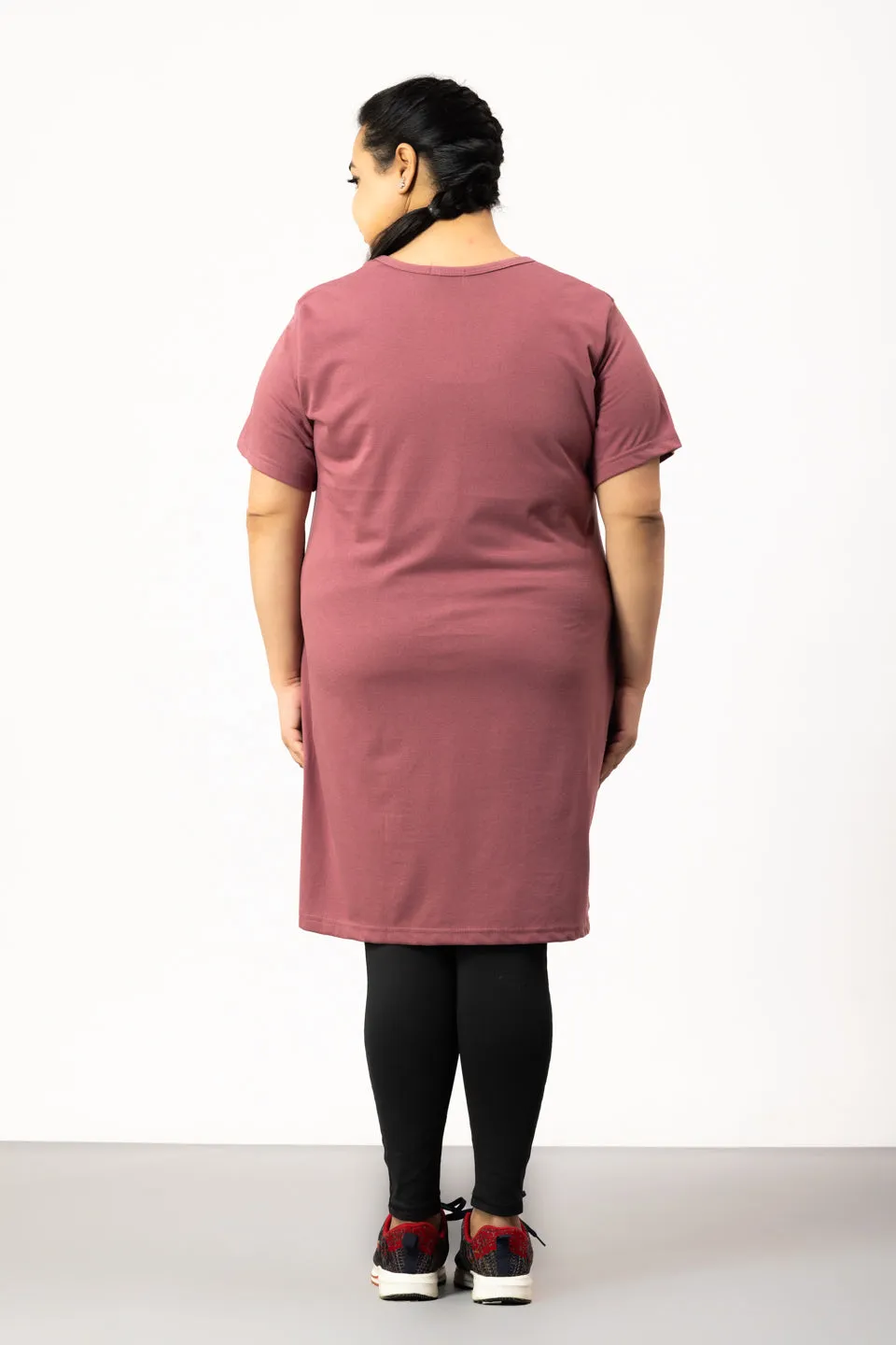 Plus Size Long T-shirts For Women - Half Sleeve - Pack of 2 (Teal/Mauve)