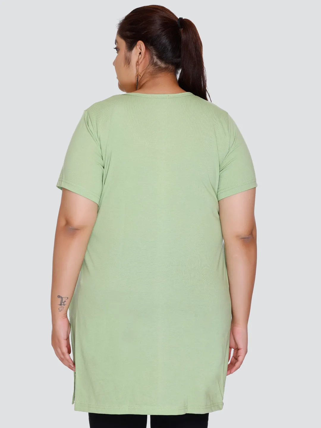 Plus Size Long T-shirts For Women - Half Sleeve - Pack of 3 (Denim Blue/Pink/Green)