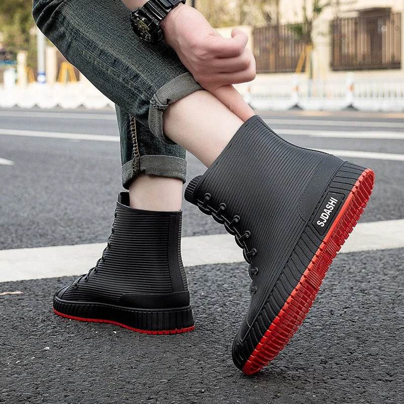 Rain Rider Slip-On Rubber Stylish Waterproof Boots