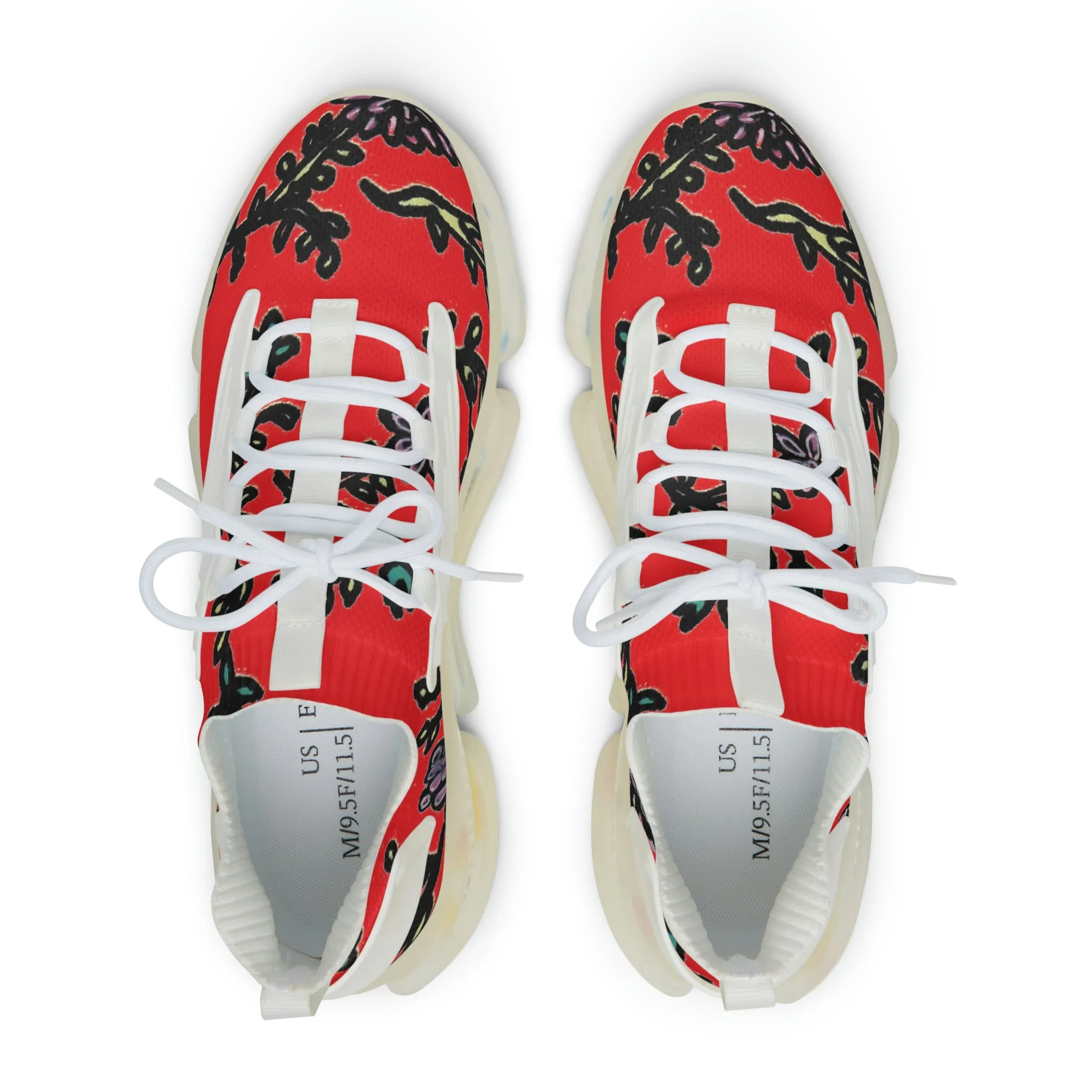 Red Floral Print Men's Shoes, Flower Print Best Comfy Men's Mesh Sports Sneakers Shoes (US Size: 5-12)