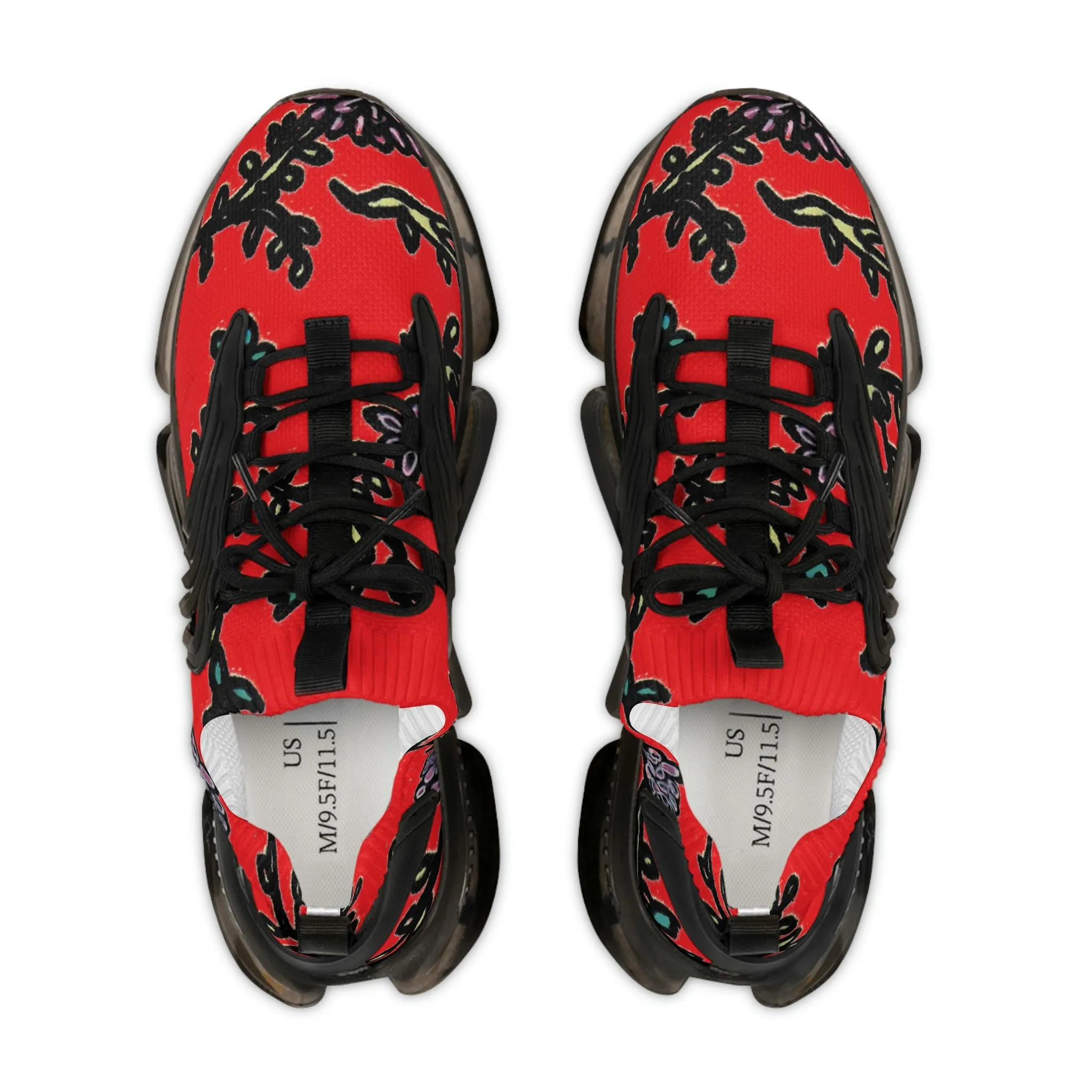 Red Floral Print Men's Shoes, Flower Print Best Comfy Men's Mesh Sports Sneakers Shoes (US Size: 5-12)