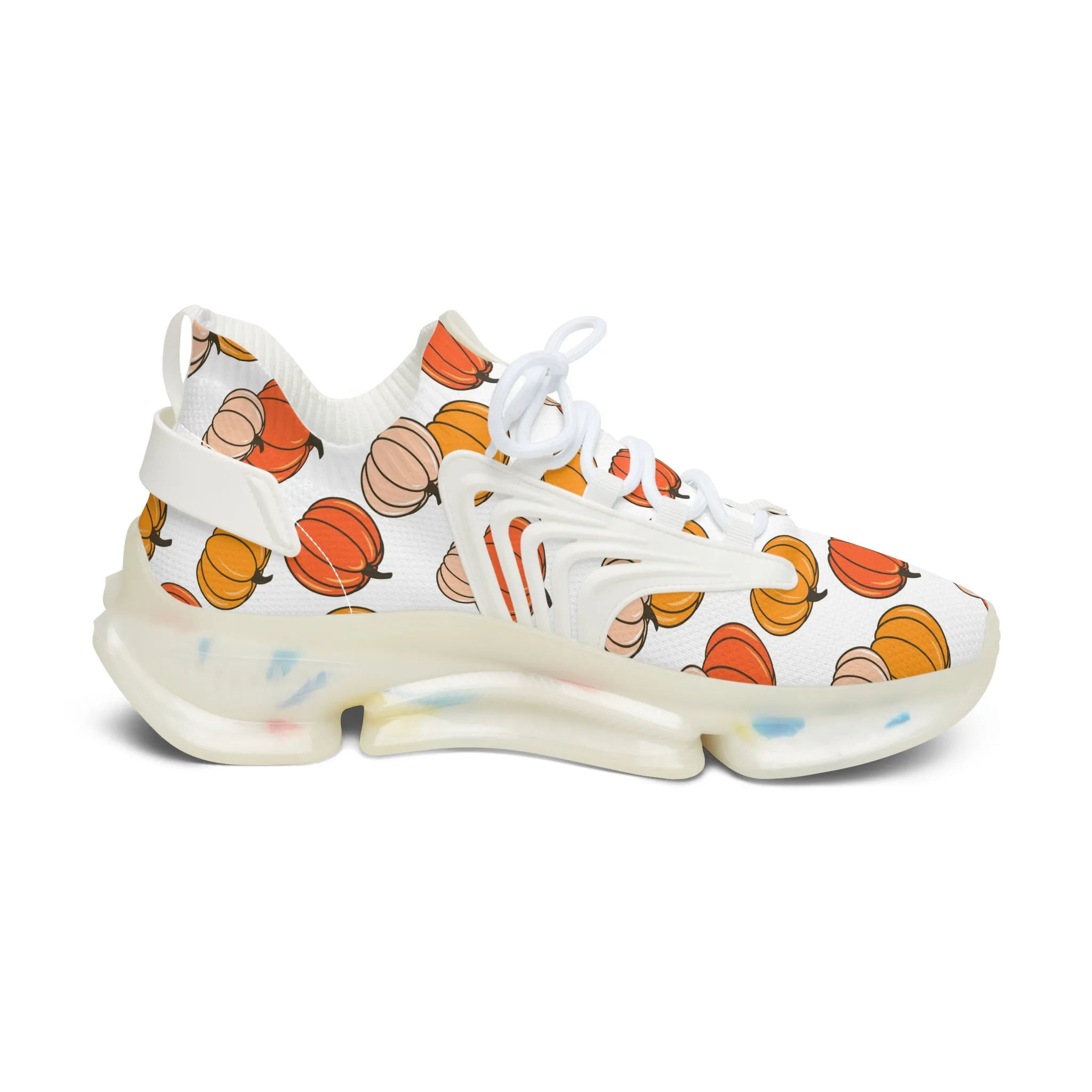 Ripe Orange and White Pumpkin Women's Mesh Sneakers