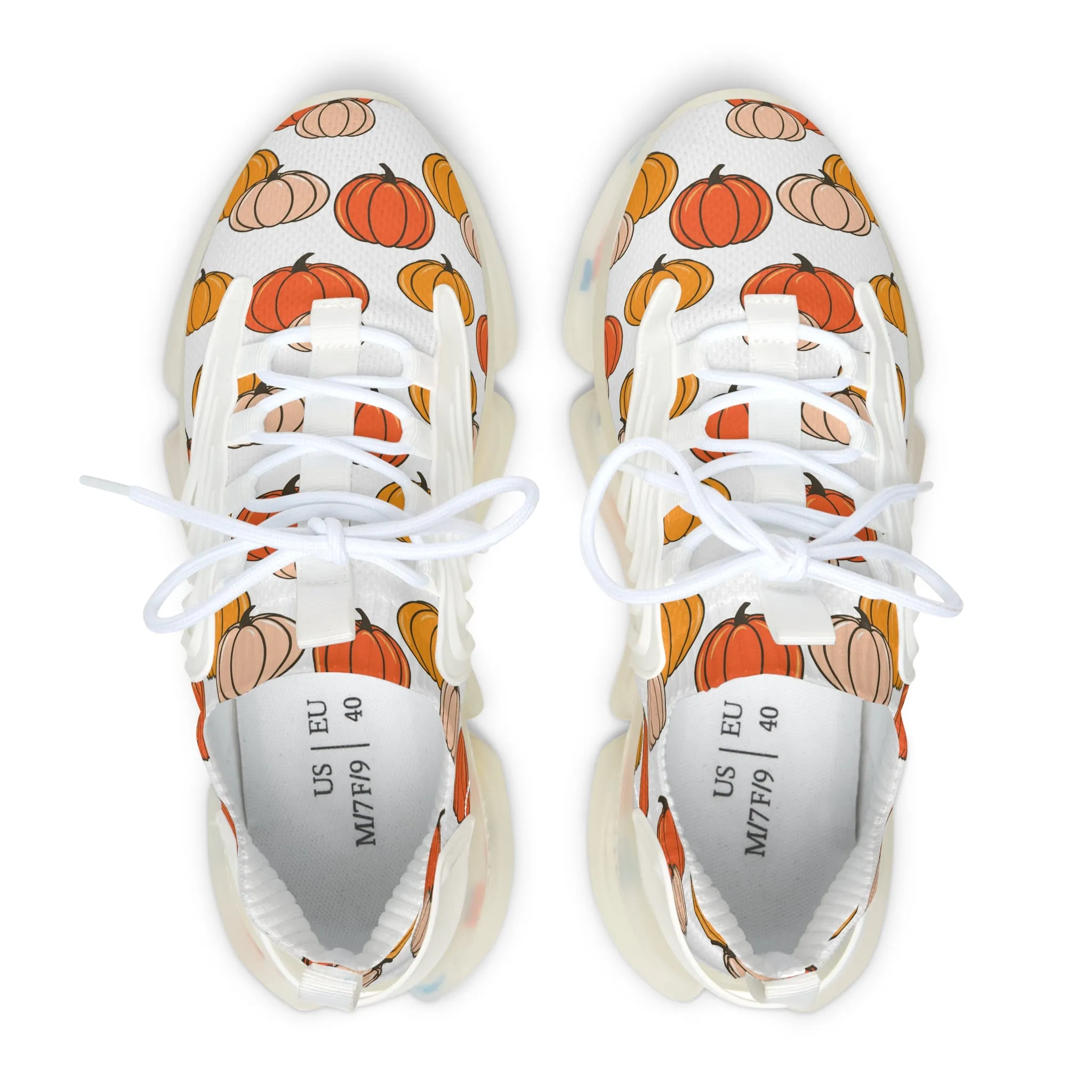 Ripe Orange and White Pumpkin Women's Mesh Sneakers