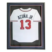 Ronald Acuna Jr Atlanta Signed Framed White Baseball Jersey BAS ITP