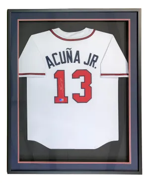 Ronald Acuna Jr Atlanta Signed Framed White Baseball Jersey BAS ITP