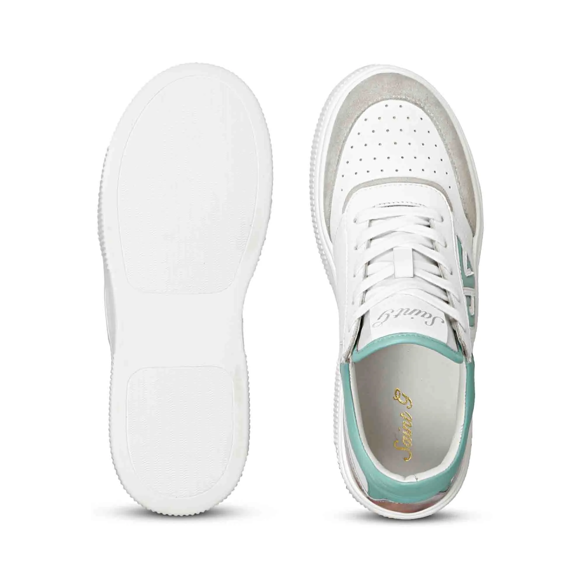 Saint Aloisia Mint Leather Sneakers