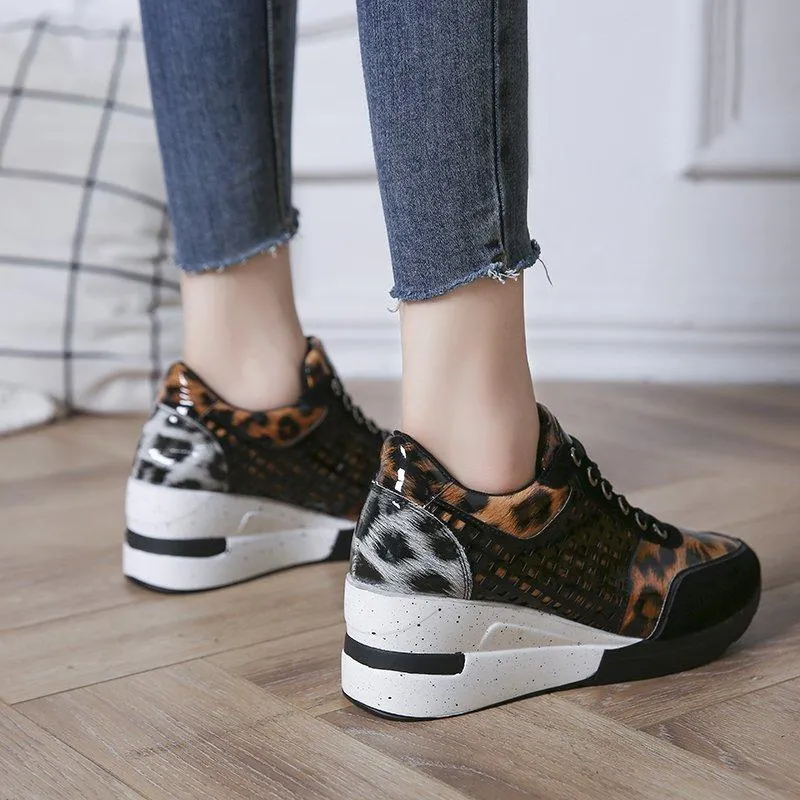 Sequin Cutout Wedge Heel Sneakers