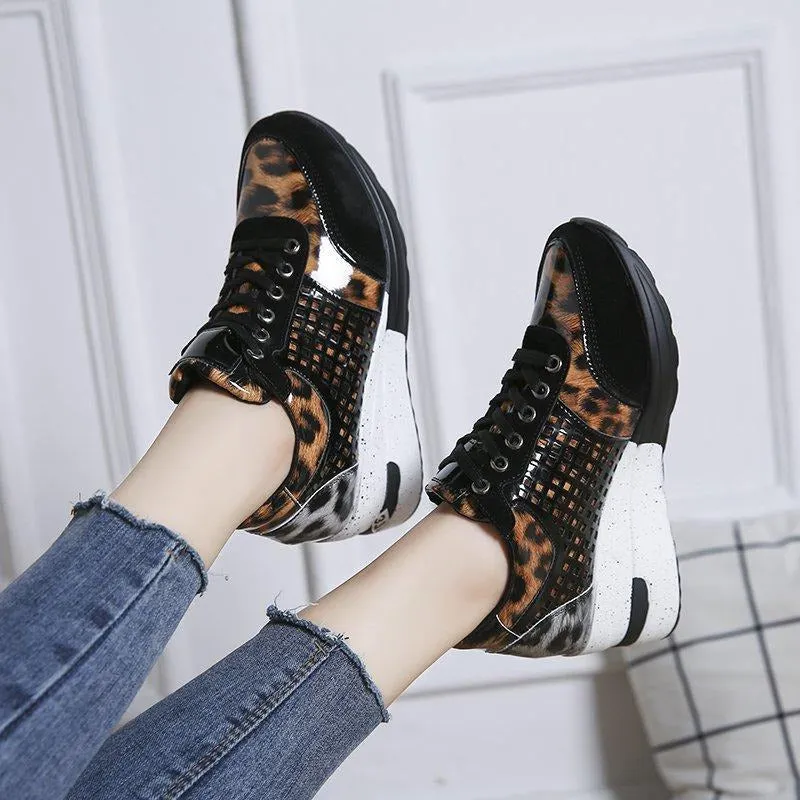 Sequin Cutout Wedge Heel Sneakers