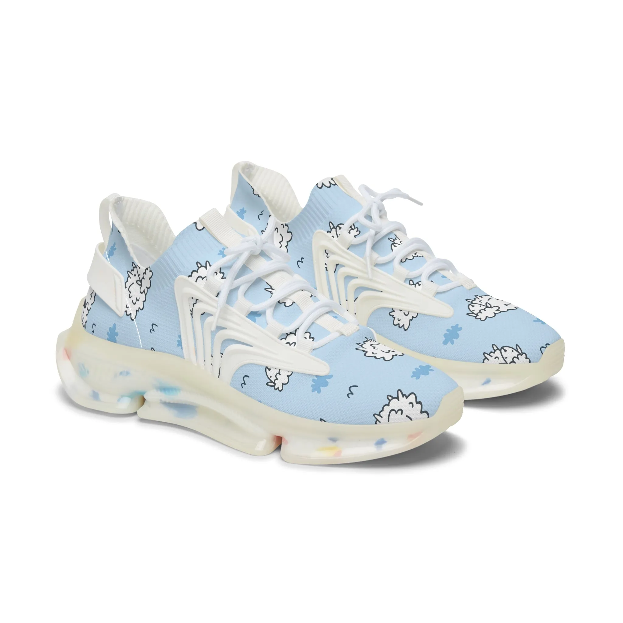 Sheep with Blue Background Women's Mesh Sneakers