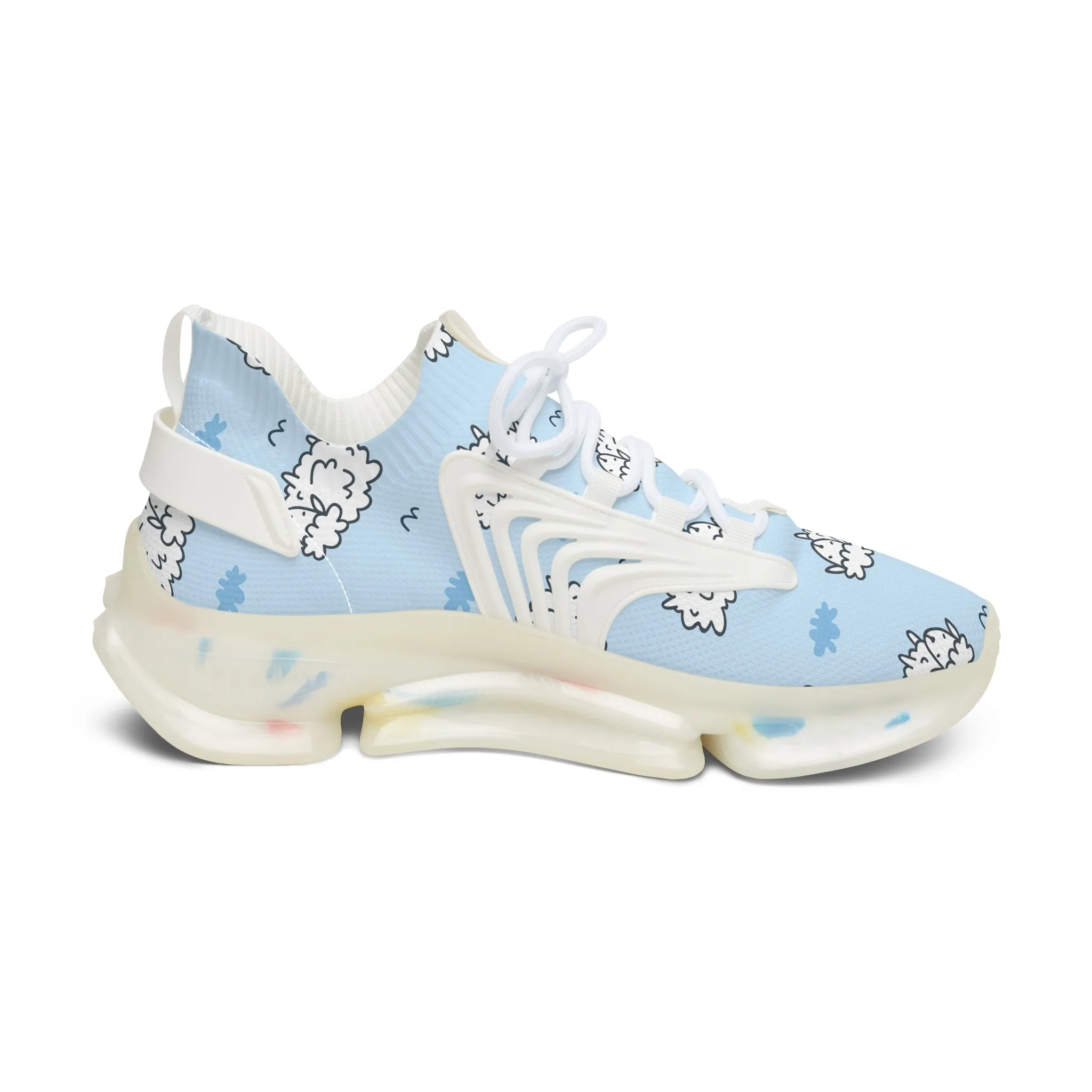 Sheep with Blue Background Women's Mesh Sneakers