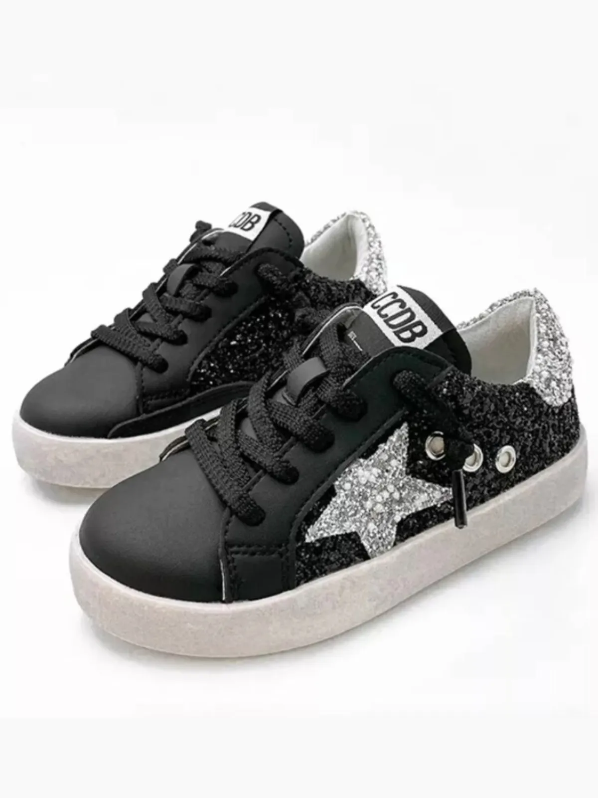 Silver Star Glitter Star Sneakers By Liv and Mia