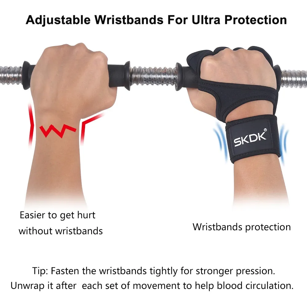 SKDK Weight Lifting Fitness Gloves With Wrist Wraps