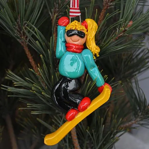 Snowboarder Female Christmas Ornament