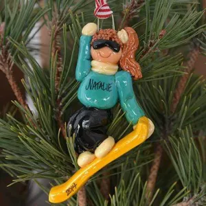 Snowboarder Female Christmas Ornament