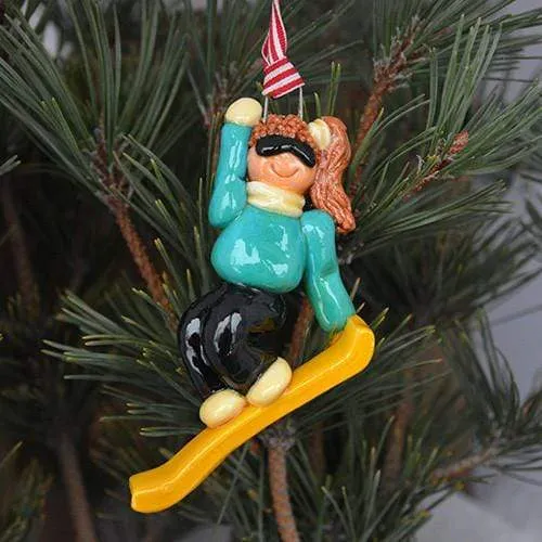 Snowboarder Female Christmas Ornament