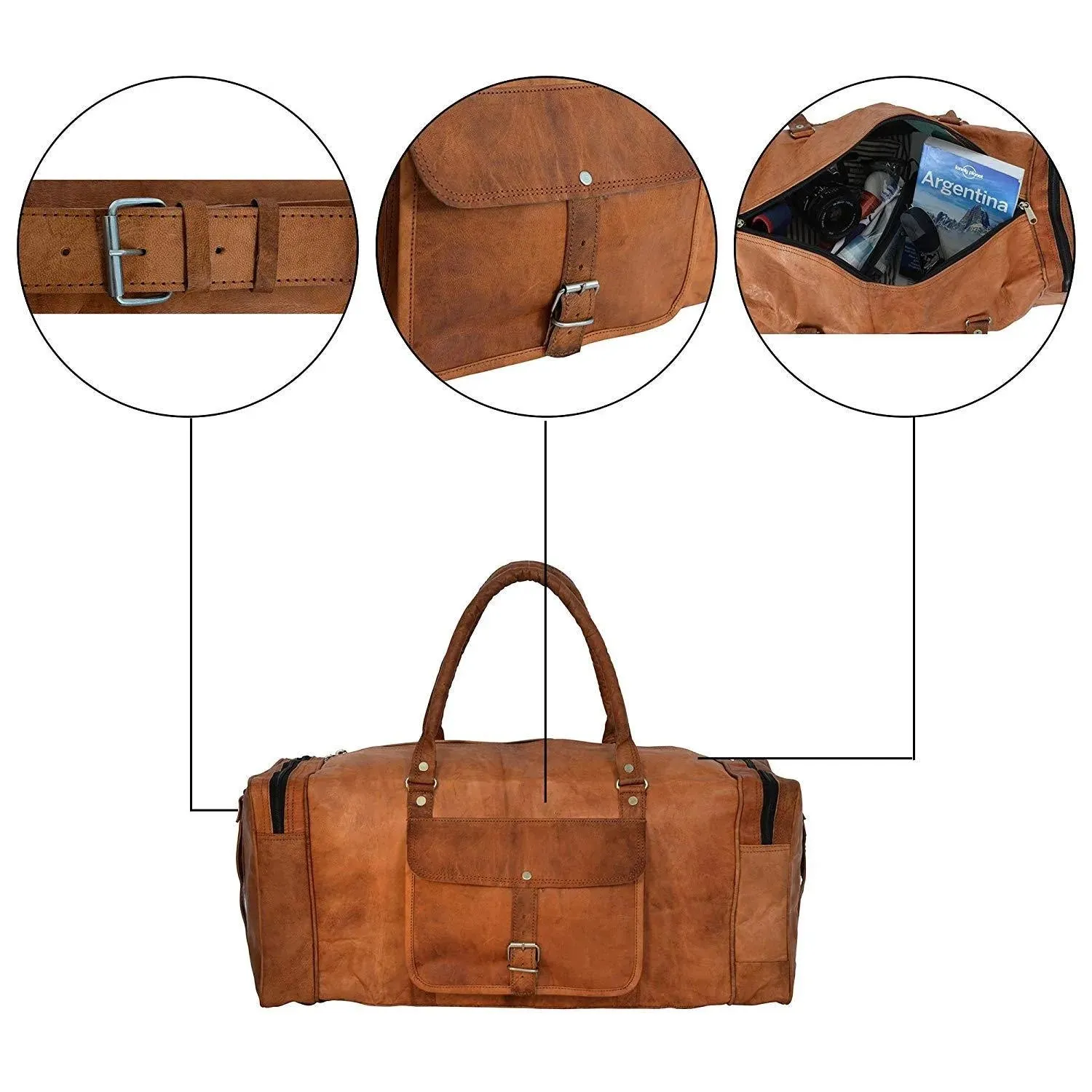 Square Leather Duffle Bag