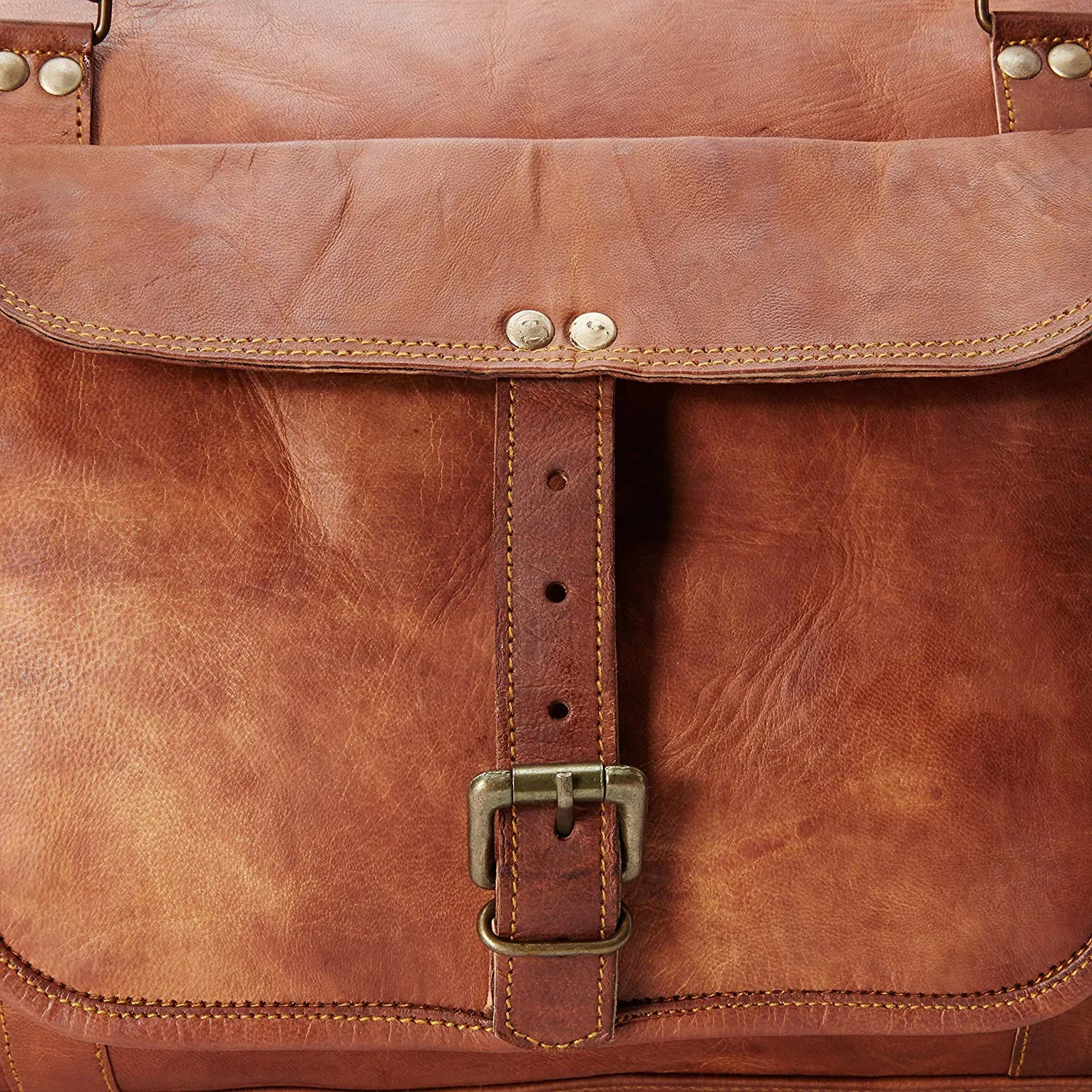 Square Leather Duffle Bag