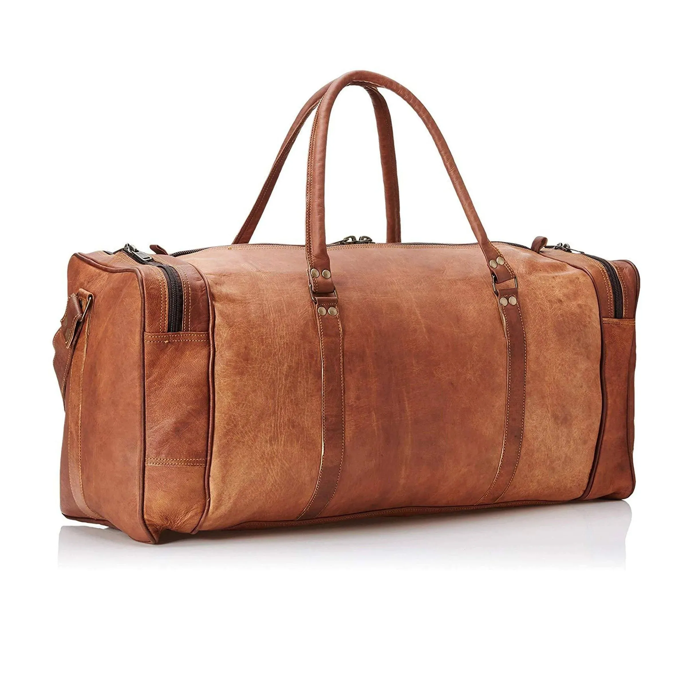 Square Leather Duffle Bag